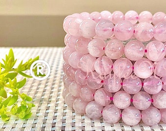 Wholesale 6 Pcs Natural Rose Quartz 8mm 7.5” Crystal Healing Stretch Bracelet