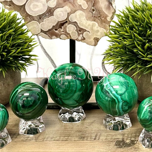 Wholesale Lot 5 PCs Natural Malachite Spheres Crystal Ball Healing Energy 1.9-2lbs