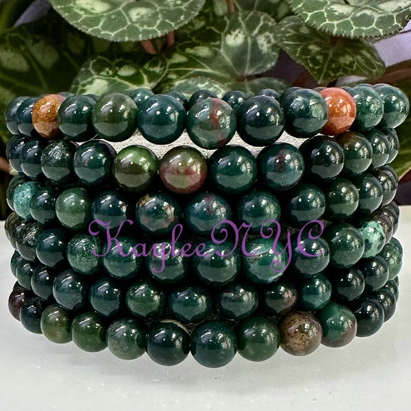 Wholesale Lot 6 Pcs Natural Bloodstone 6mm 7.5” Crystal Healing Stretch Bracelet