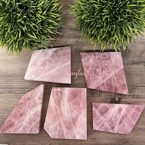 Wholesale Lot 5 PCs Natural Rose Quartz Polished Slab Crystal Raw Nice Quality 2.9-3 lbs
