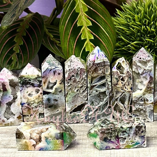 Wholesale Lot 2 lbs Angel Aura Druzy Sphalerite Obelisk Tower Point Crystal Healing Energy