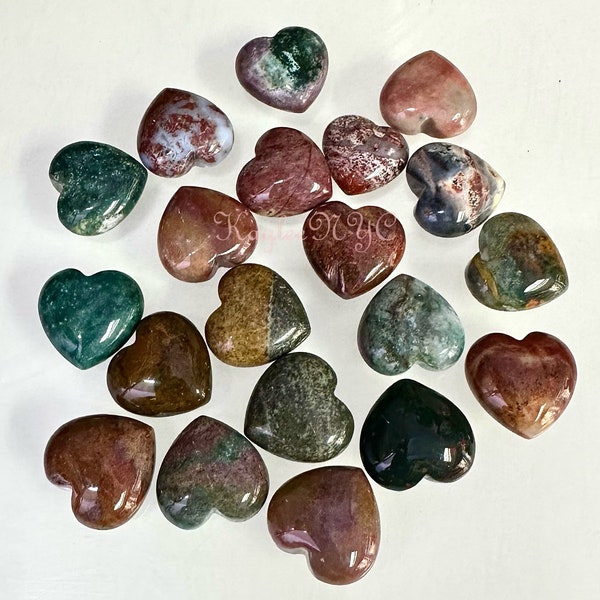 Wholesale Lot 20 Pcs 20mm Natural Ocean Jasper Crystal Heart Nice Quality Healing Energy