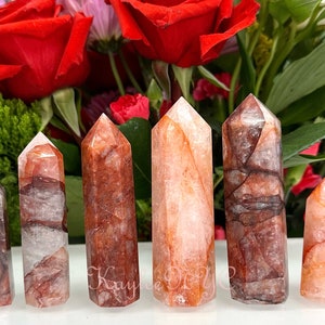 Wholesale Lot 1 Lb Natural Hematoid Fire Quartz Obelisk Tower Point Crystal Healing