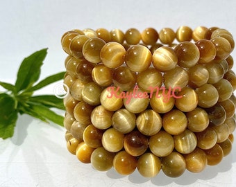 Wholesale 6 Pcs Natural Honey Tiger Eye 8mm 7.5” Stretch Bracelet Crystal Healing Energy