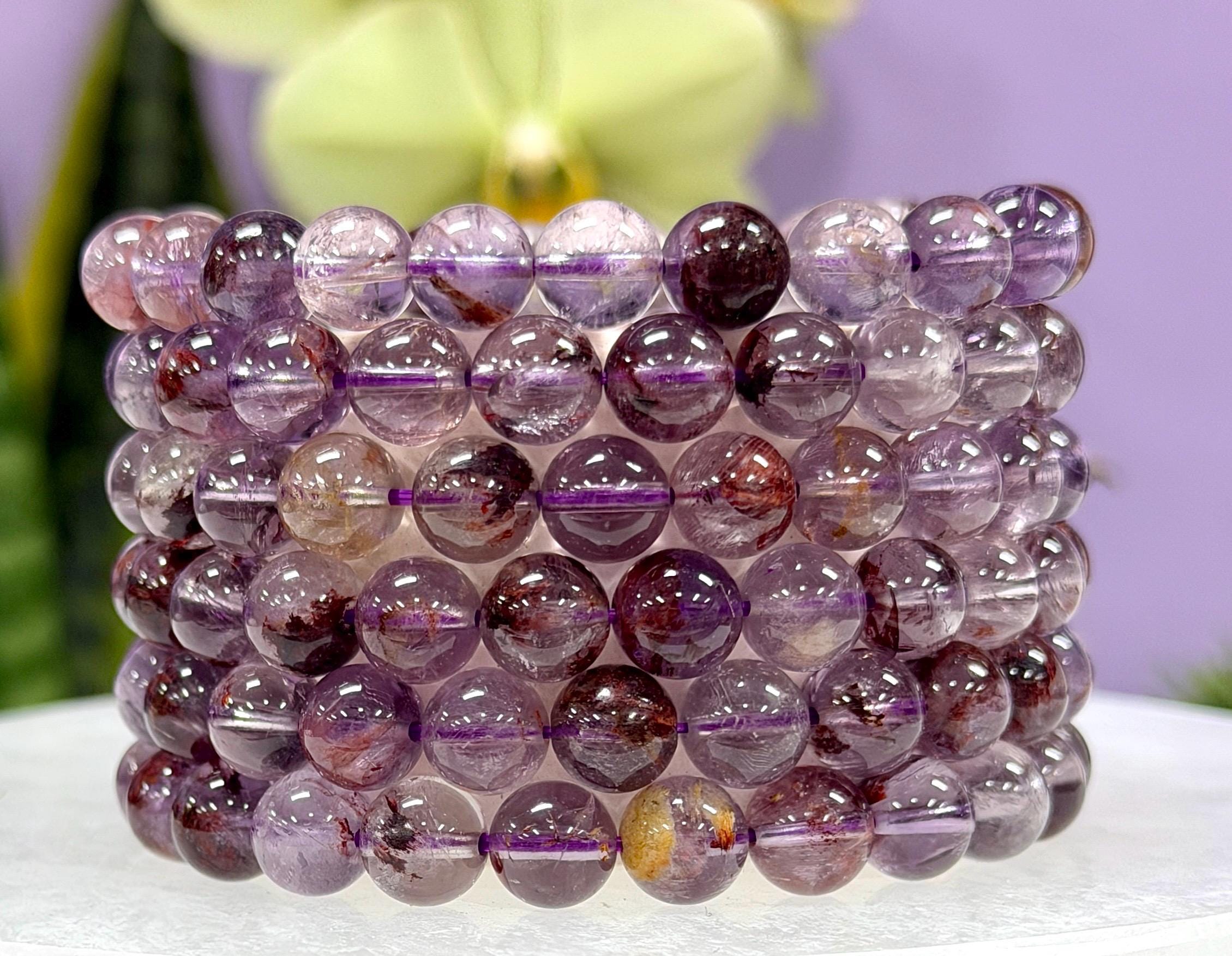 Wholesale 6 Pcs 8mm Super Seven Natural Crystal Healing Stretch