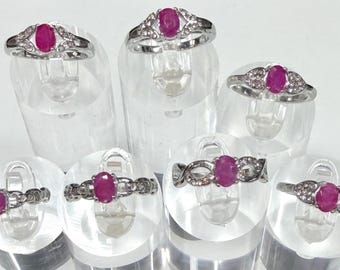 Wholesale Lot 7 pcs Natural Ruby Stainless Steel(316) rings 4x6mm