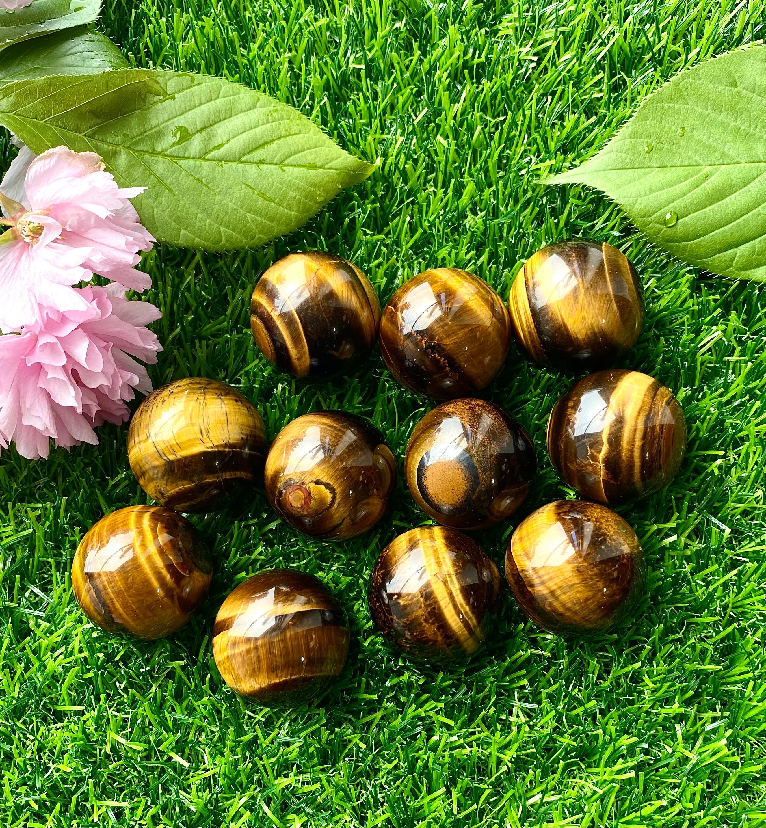 Wholesale Lot 1 Lb Natural Tiger Eye Spheres Crystal Ball Energy Heal…