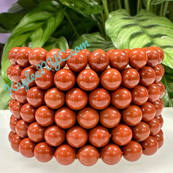 Wholesale 6 Pcs Natural Red Jasper 8mm 7.5” Crystal Healing Stretch Bracelet