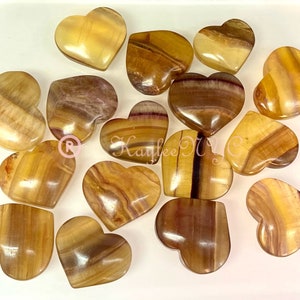 Wholesale Lot 2 lbs Natural Yellow Fluorite Crystal Heart Healing Energy