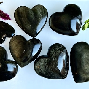 Wholesale Lot 2 lbs Natural Gold Sheen Obsidian Heart Crystal Healing Energy