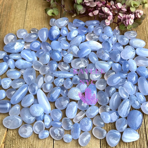 Wholesale Lot 1 lb Natural Blue Chalcedony Mini Tumble Healing Energy Nice Quality