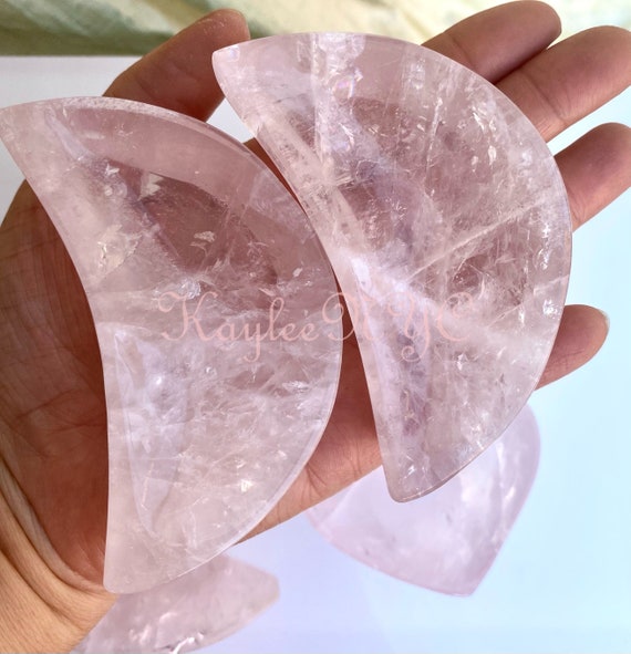 Buy Wholesale Lot 5 Pcs Natural Rose Quartz Hearts Moon Bowls Crystal Healing Energy Online in India Etsy