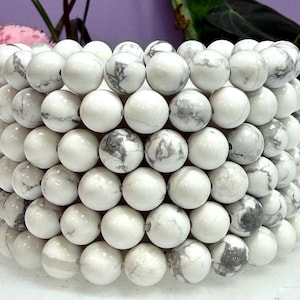 Wholesale 6 Pcs 8mm Howlite Natural Crystal Healing Stretch Bracelet 7.5"