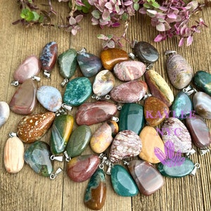 Wholesale Lot 36 Pcs Natural Ocean Jasper Crystal Pendant Healing Energy