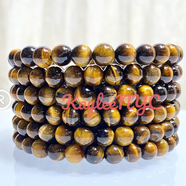 Wholesale Lot 6 Pcs tigers eye 6mm 7.5” Crystal Healing Stretch Bracelet