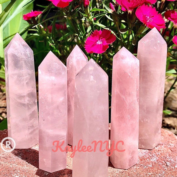 Wholesale Lot 1 lb Natural Rose Quartz Tower Obelisk Point Wand Crystal Energy Healing