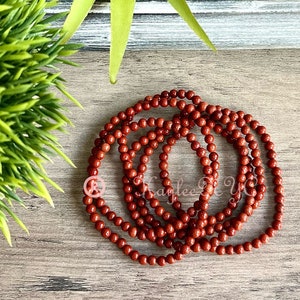 Wholesale 6 Pcs 4mm Red Jasper Natural Crystal Healing Stretch Bracelet