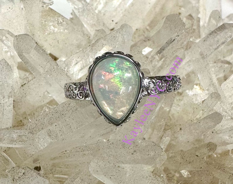 Wholesale Lot 7 pcs Natural Ethiopian Opal Ring White Bronze image 3