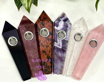 Wholesale Lot 6 Pcs Natural Mix Crystal Pipes Healing Energy