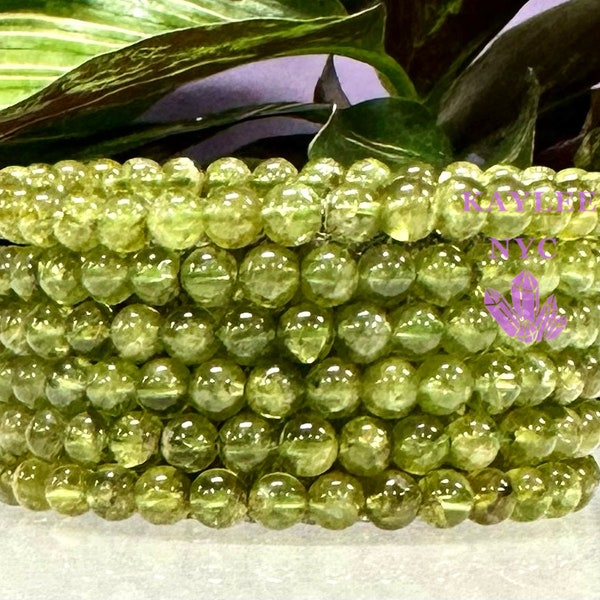 Natural Peridot Stone Beaded Bracelet Green Crystal Yoga Stretch