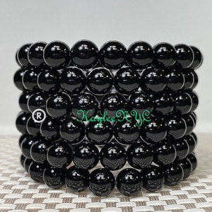 Wholesale Lot 6 Pcs Natural Black Onyx 8mm 7.5” Crystal Healing Stretch Bracelet