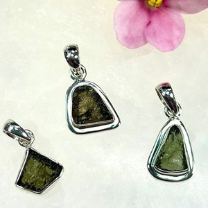 Wholesale Lot 3 Pcs Natural Moldavite 925 Sterling Silver Tektite Pendants Nice Quality