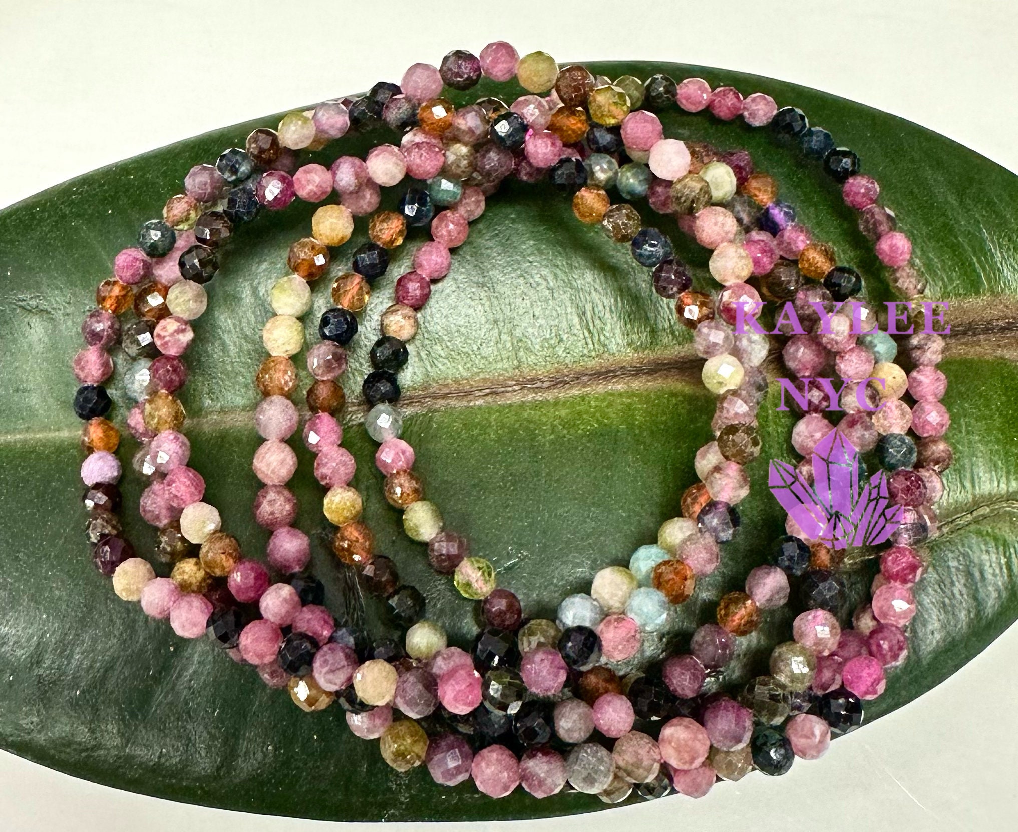 Veemake Tourmaline Faceted Round Yellow Green Pink Beads For Jewelry Making  Natural Stones Gemstones 07932 - AliExpress