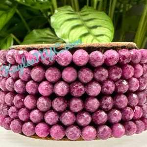 Wholesale 6 Pcs Faceted Natural Ruby 5mm 7.5” Crystal Healing Stretch Bracelet