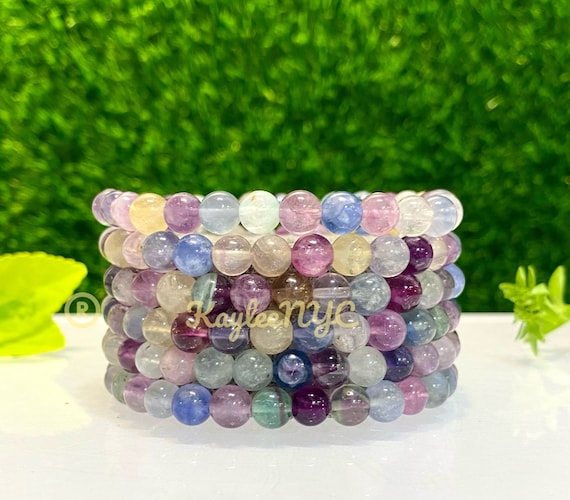 Multicoloured Fluorite Bracelet - 6 mm Bead