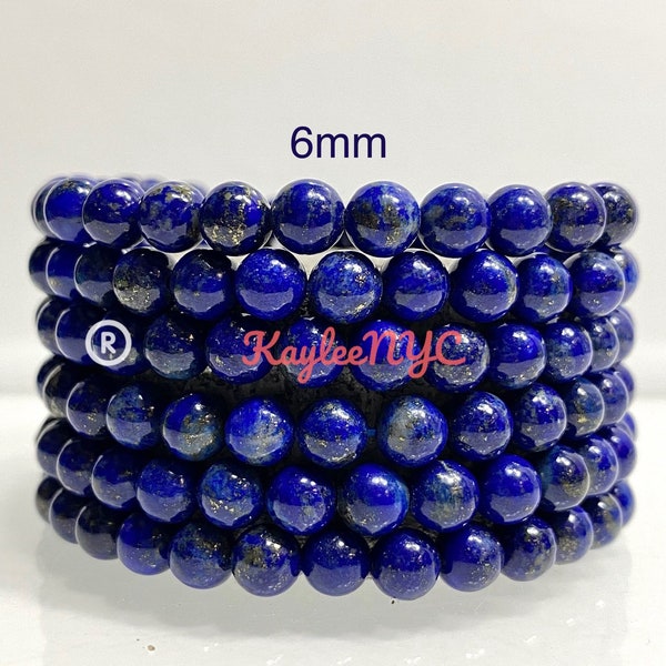 Wholesale 6 Pcs Natural Lapis Lazuli 5.5-6mm 7.5” Crystal Healing Stretch Bracelet