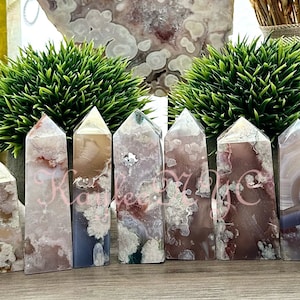 Wholesale Lot 2 Lbs Natural Flower Agate Obelisk Tower Point Crystal Healing Energy