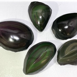 Wholesale Lot 2 Lb Natural Rainbow Obsidian Half Polish Crystal Healing Energy