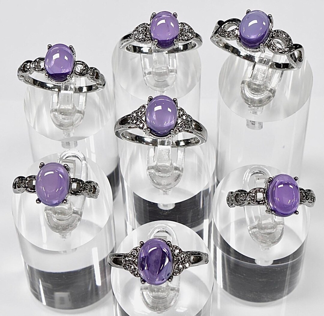 Wholesale Lot 7 Pcs Natural Amethyst Stainless Steel(316) Rings 7x9mm ...