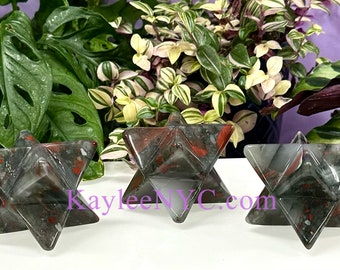Wholesale lot 3 Pcs Natural Bloodstone Merkaba Healing Energy