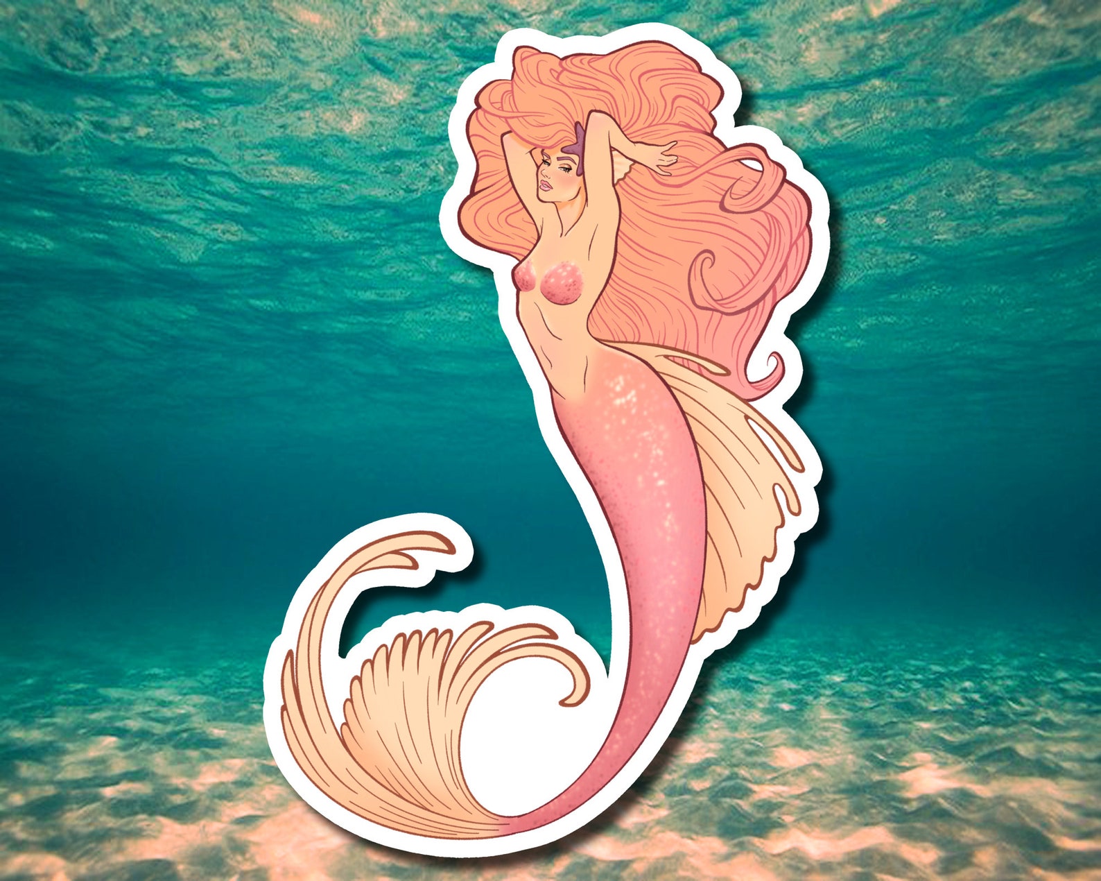 Rose Gold Mermaid Vinyl Sticker Etsy