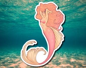 Rose Gold Mermaid Vinyl Sticker |  Vinyl Decal Sticker for Laptop, Skateboard and Phone Case