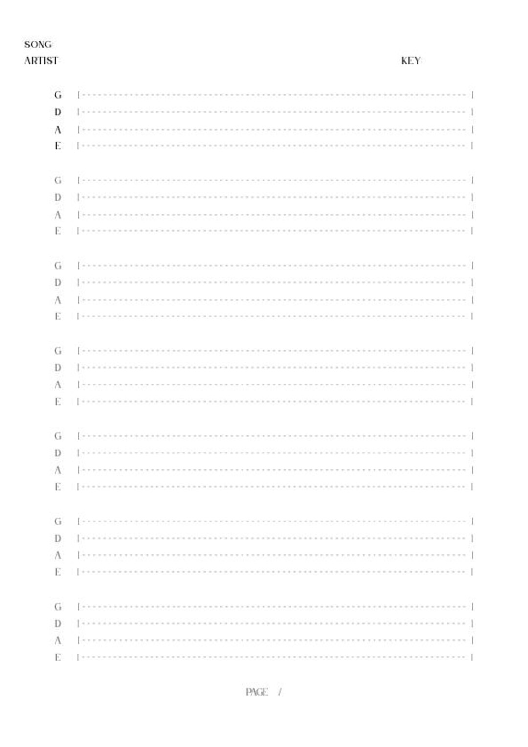 Bass Tablature Template (greyscale) Etsy