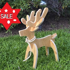 Adorno de reno de madera hecho a mano: fácil de desmontar