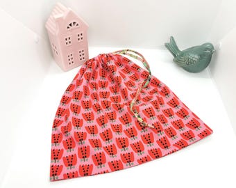 Reusable fabric pouch, treasure bag, Christmas gift bag, zero-waste gift wrapping. Children's fabric bag for cuddly toys, diapers, and other toys.