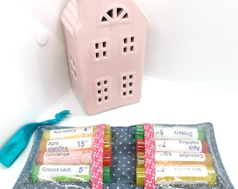 Borsa per tubi omeopatici, mini kit di pronto soccorso, custodia per tubi di granuli, borsa per 8 tubi omeopatici. Borsa per omeopatia per bambini
