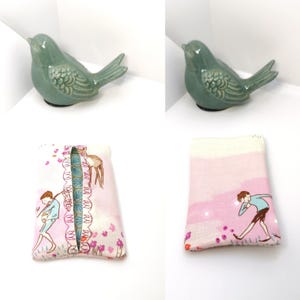 Étui à mouchoirs au choix, pochette range mouchoirs en papier, étui en coton. Rose pastel, vert d'eau, bohème, fleurs, oiseaux, pois