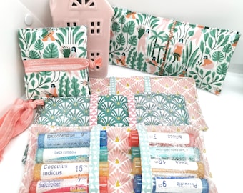 Borsa per tubetti omeopatici, mini kit di medicinali, custodia per tubetti di granuli, borsa per 8 tubetti omeopatici. Tessuto a scelta.