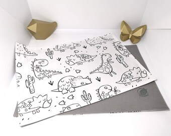 Zero waste washable coloring in cotton placemat format. Reusable nomadic coloring. Gift for children invited to a wedding.