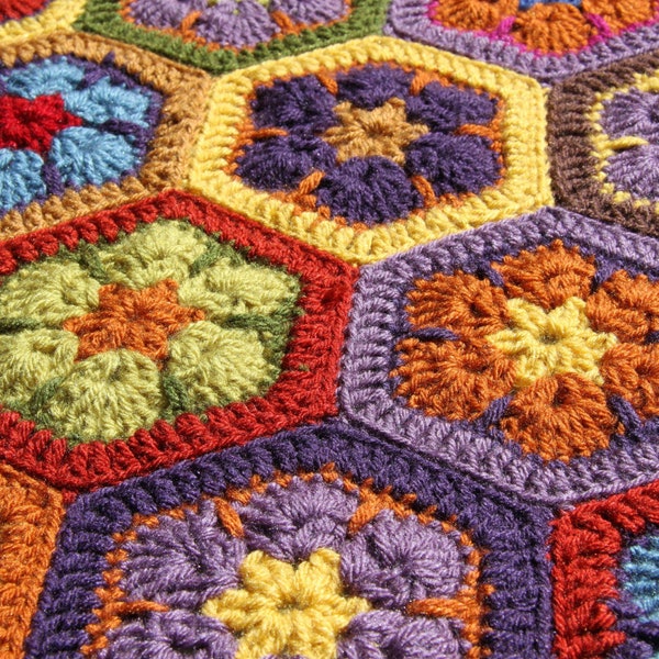 Sur commande, au Crochet afghan, couverture au crochet, crochet fleurs africaines, jet, couverture au crochet multicolore en crochet