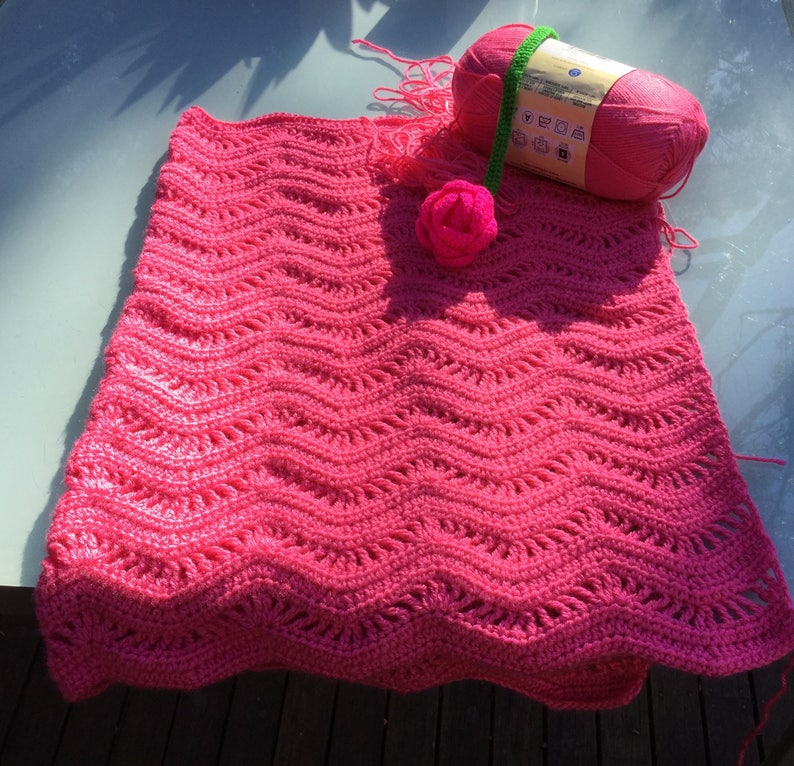 pink crochet baby blanket set, handmade baby set gift for girls, baby blanket image 10