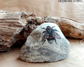 INSECT PAPERWEIGHT, decoupage stone, 3 versions;  paperweights, menhir and incense burners