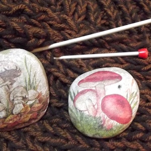 decorated stones mushrooms, decoration MICOLOGIA, INCENSE BURNER, decoupage image 1