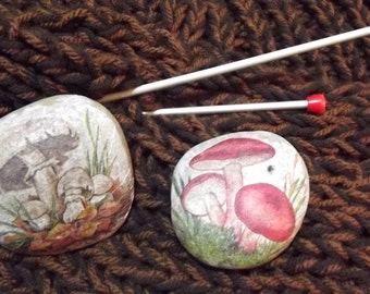 decorated stones MUSHROOMS, MYCOLOGY, burner incense, decoupage decor