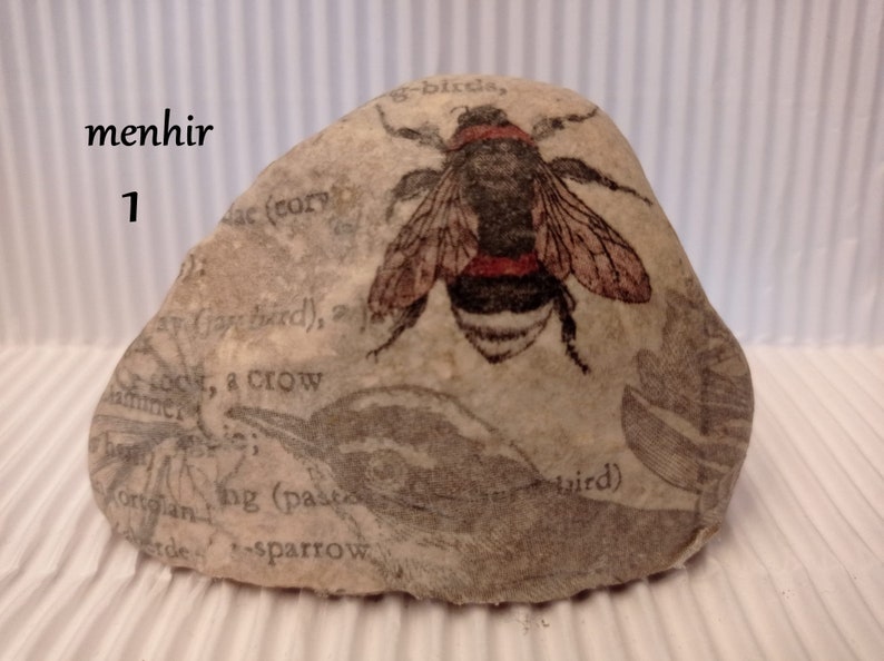INSECT PAPERWEIGHT, decoupage stone, 3 versions paperweights, menhir and incense burners image 2