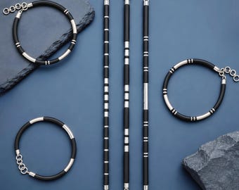 925 Silver rubber Bracelet | Unisex Minimalist Bracelet | Stackable Bracelets | best friend gifts